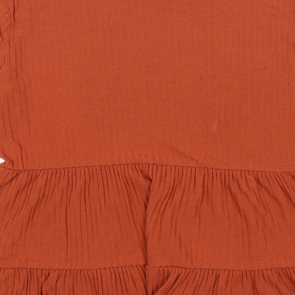 New Look Womens Orange Polyester Basic Blouse Size 10 Boat Neck - Ribbed