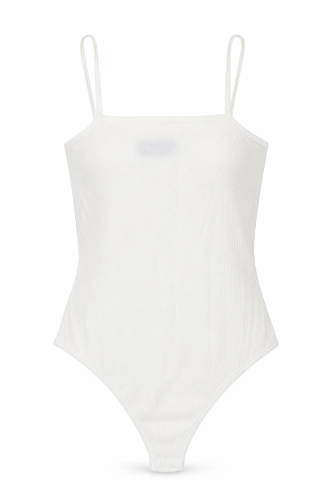 PRETTYLITTLETHING Womens White Polyester Bodysuit One-Piece Size 10 Snap