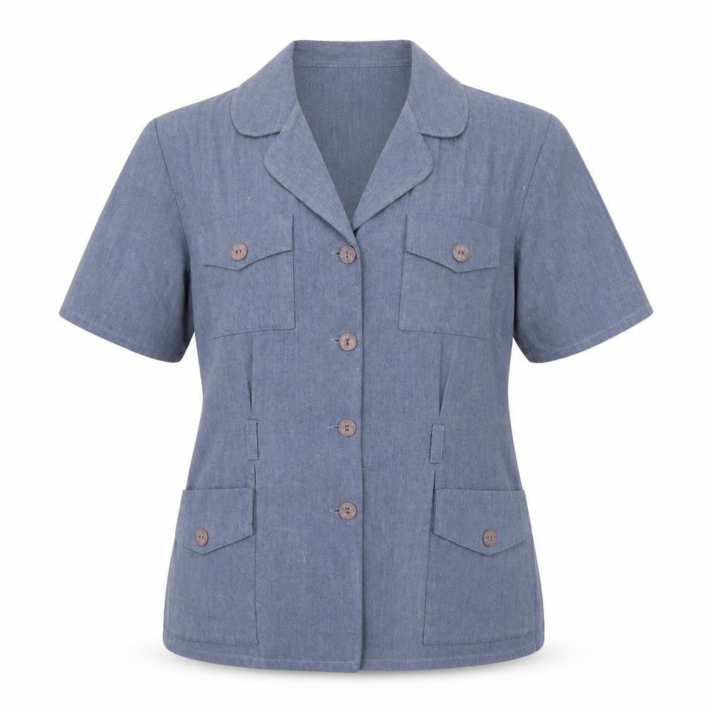OPUS Womens Blue Polyester Basic Button-Up Size 12 Collared