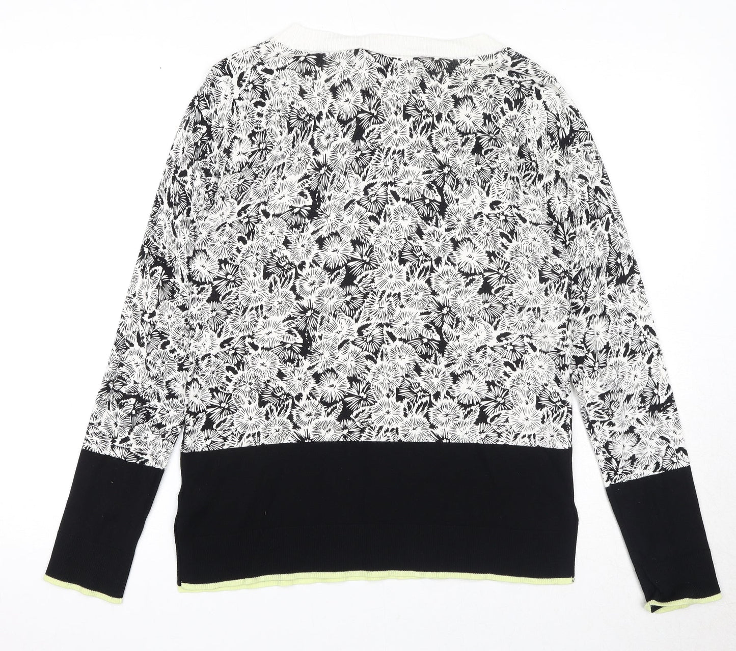 NEXT Womens Black Round Neck Floral Viscose Pullover Jumper Size 10