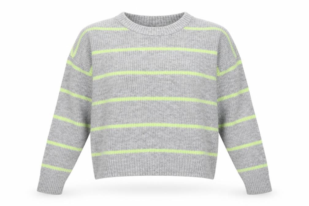 Divided by H&M Womens Green Round Neck Striped Acrylic Pullover Jumper Size M