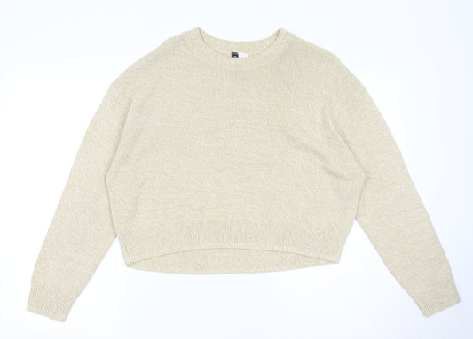 Divided by H&M Womens Beige Round Neck Acrylic Pullover Jumper Size S