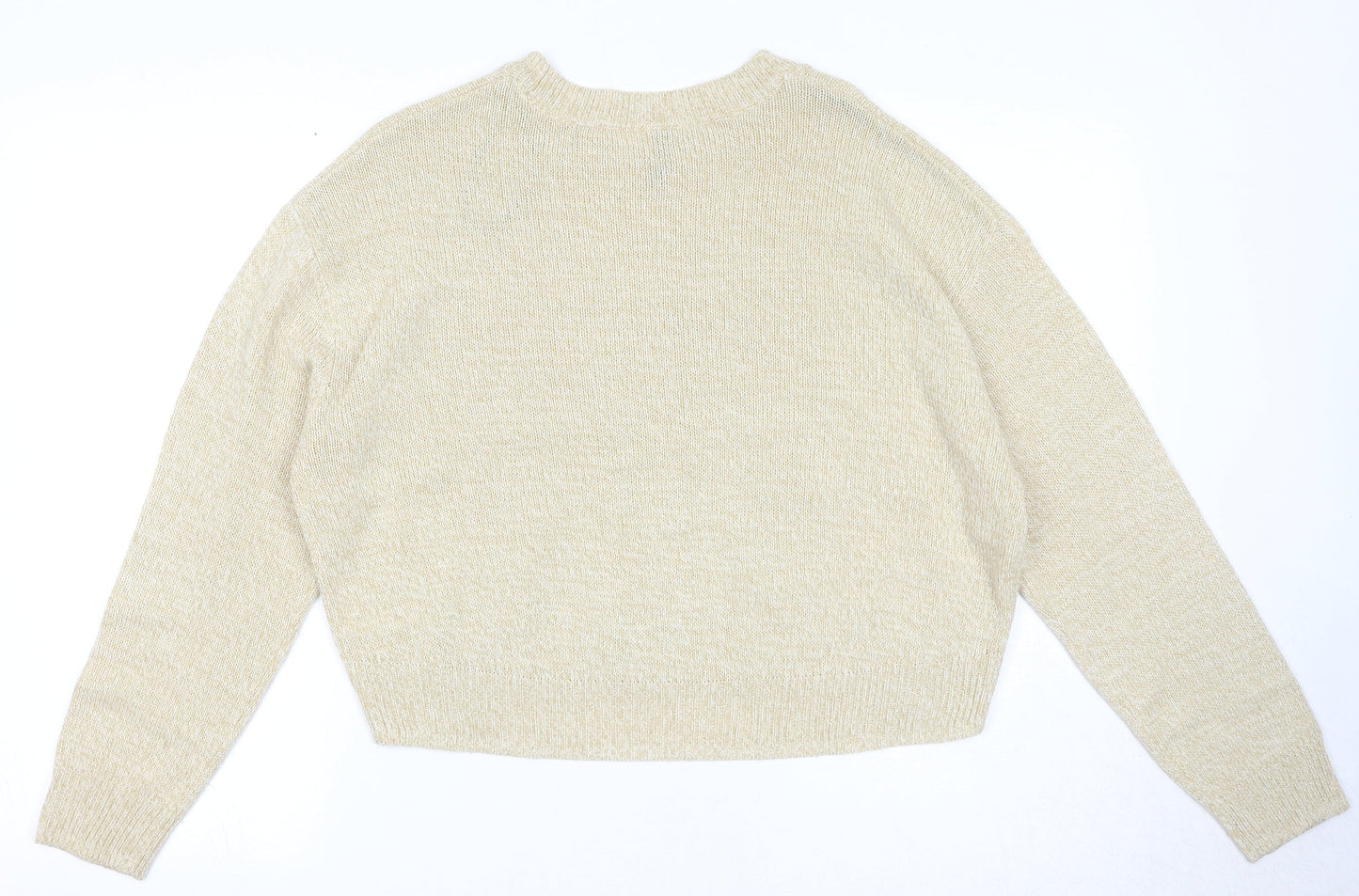 Divided by H&M Womens Beige Round Neck Acrylic Pullover Jumper Size S