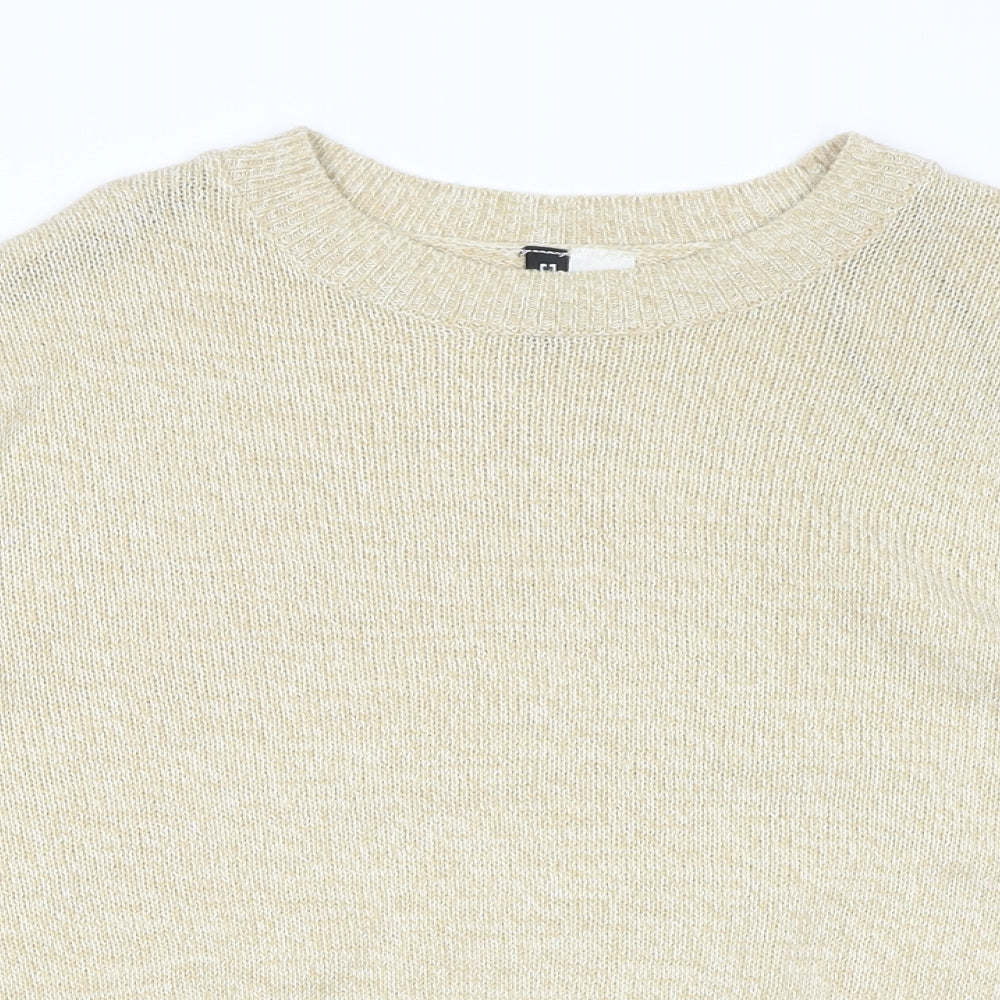 Divided by H&M Womens Beige Round Neck Acrylic Pullover Jumper Size S