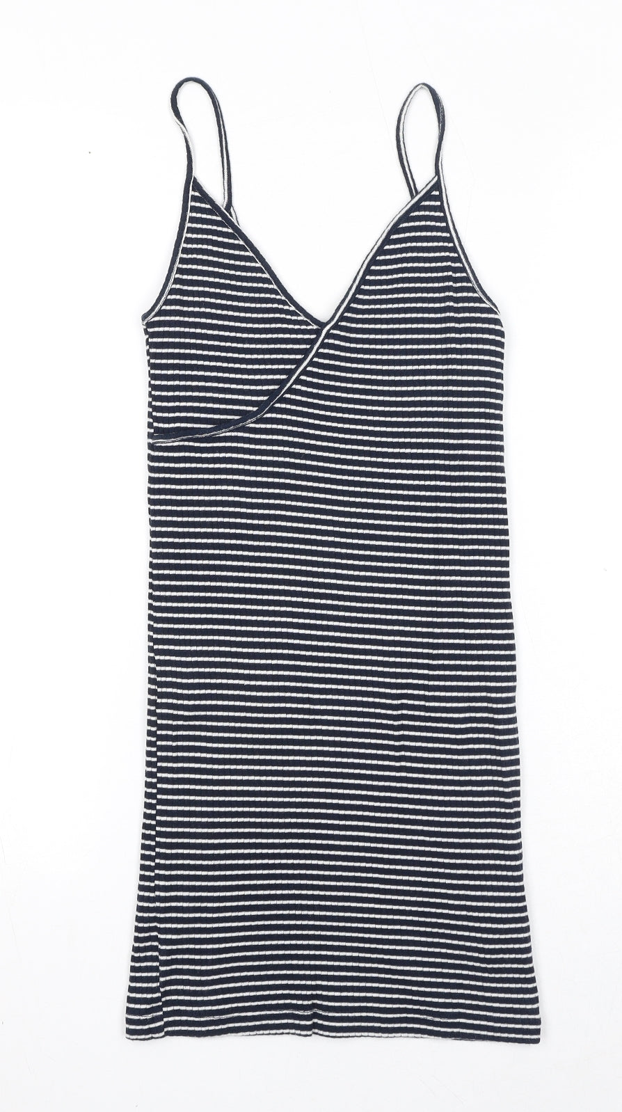 Topshop Womens Blue Striped Cotton Camisole Tank Size 8 V-Neck