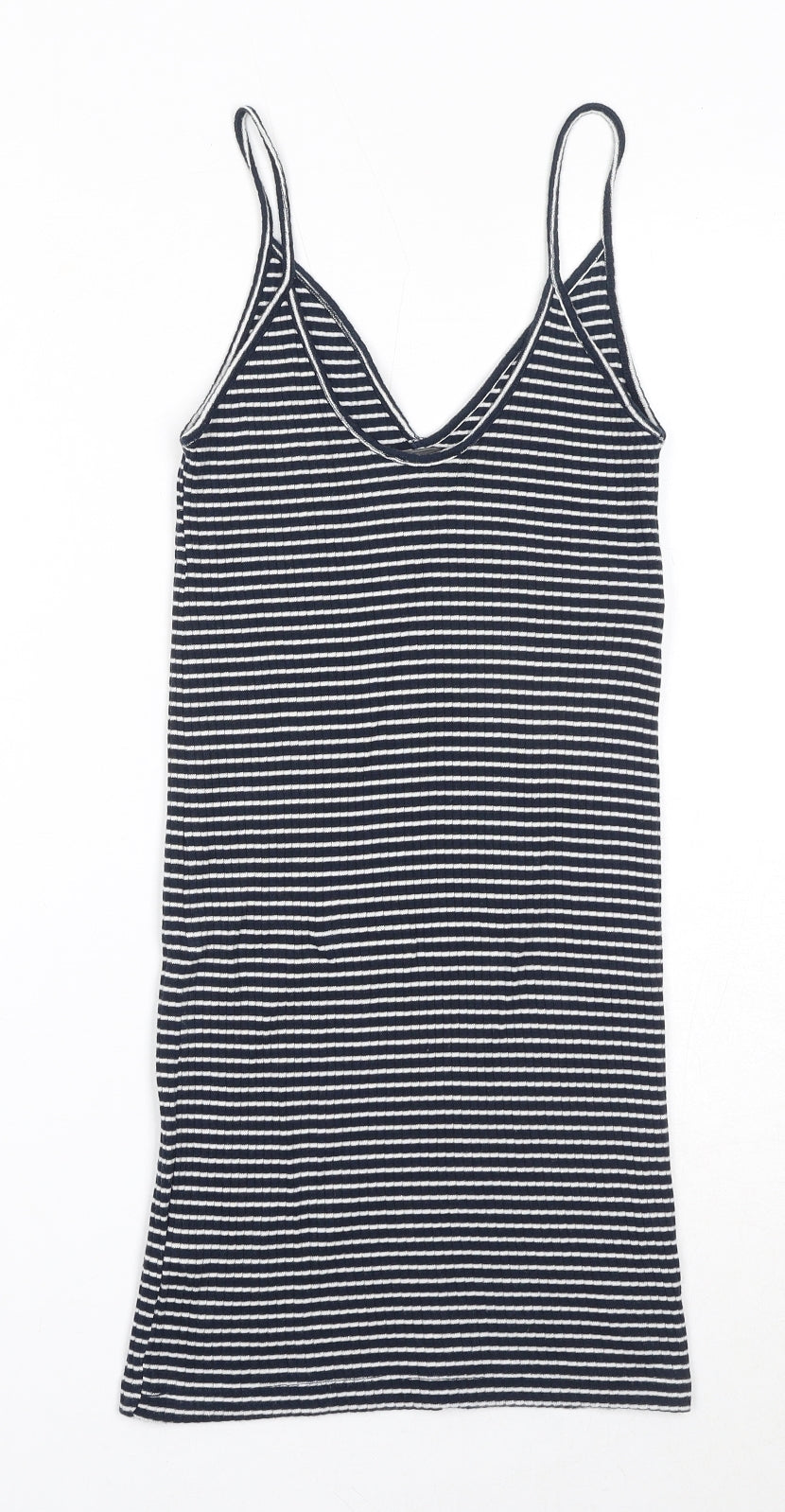 Topshop Womens Blue Striped Cotton Camisole Tank Size 8 V-Neck
