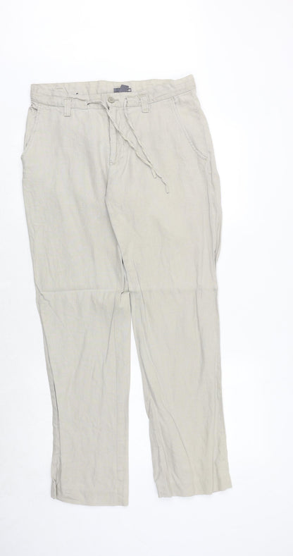 H&M Womens Beige Cotton Trousers Size 20 Regular Zip