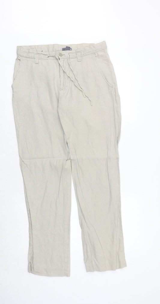 H&M Womens Beige Cotton Trousers Size 20 Regular Zip