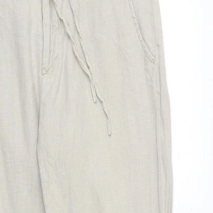 H&M Womens Beige Cotton Trousers Size 20 Regular Zip
