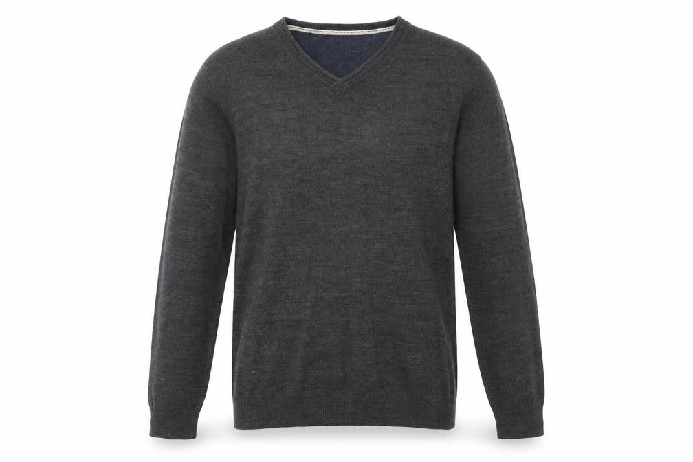 Industrialize Mens Grey V-Neck Acrylic Pullover Jumper Size L Long Sleeve