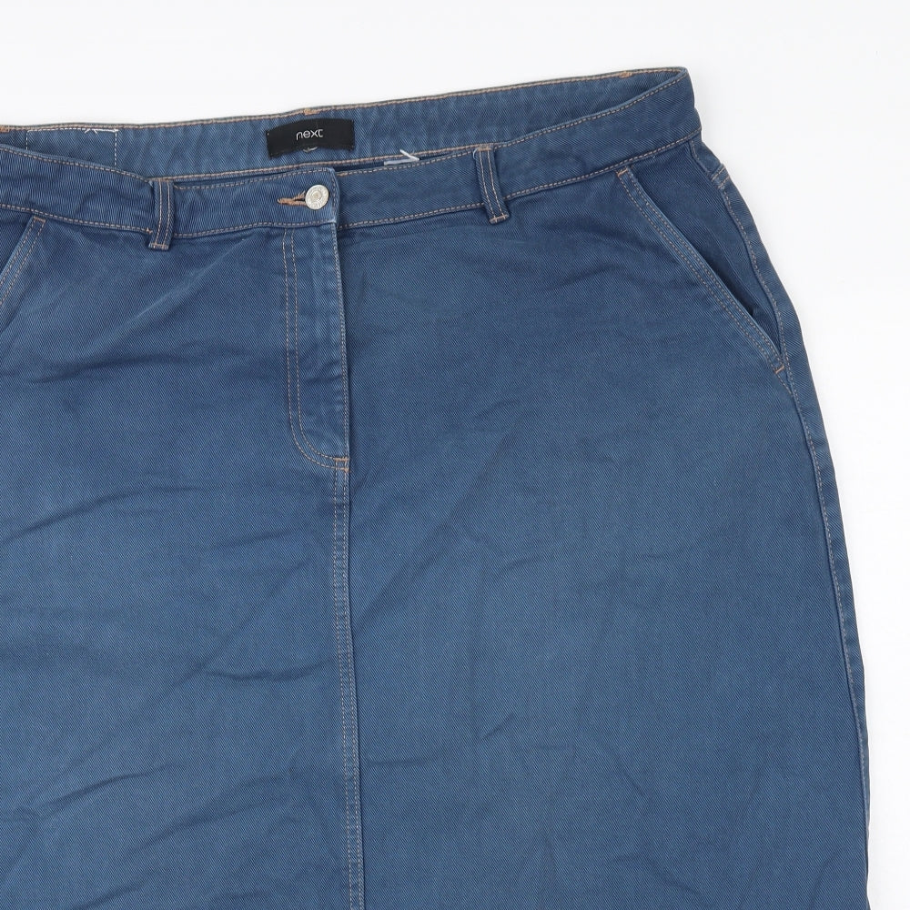NEXT Womens Blue Polyester A-Line Skirt Size 41 in Zip