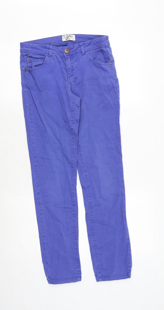 Missguided Womens Purple Cotton Straight Jeans Size 10 Regular Zip