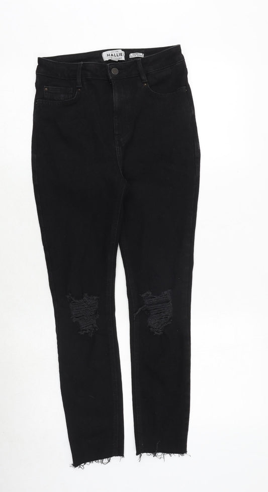 New Look Womens Black Cotton Straight Jeans Size 10 Regular Zip