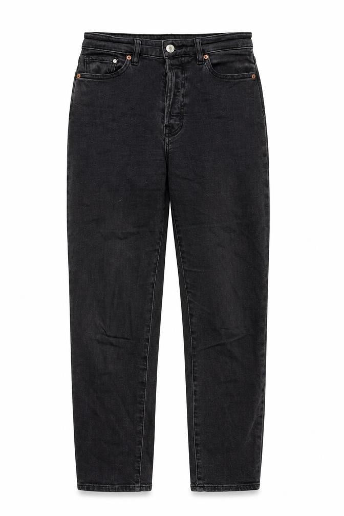 H&M Womens Black Cotton Straight Jeans Size 8 Regular Button