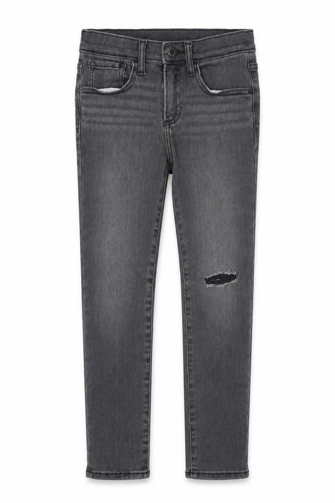Gap Girls Grey Cotton Skinny Jeans Size 8 Years Regular Zip - Distressed