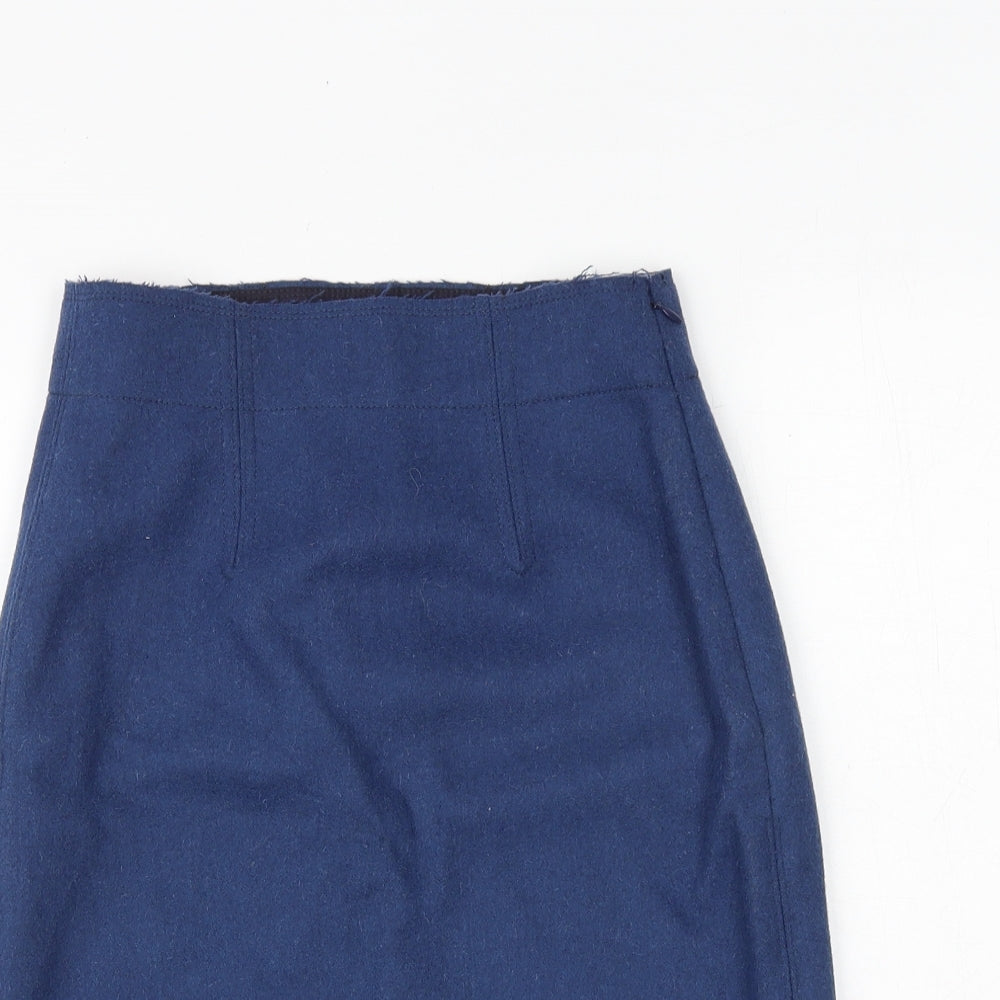 Uniqlo Womens Blue Wool A-Line Skirt Size 24 in Zip