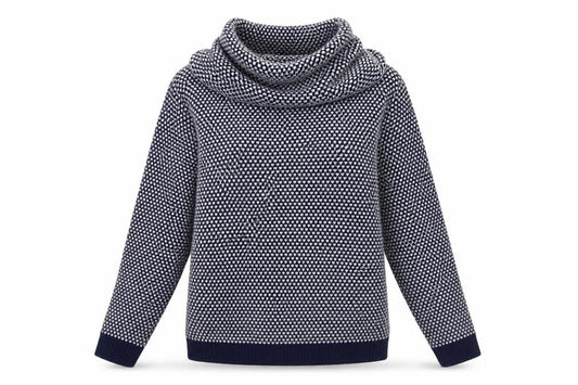 Wallis Womens Blue Roll Neck Geometric Polyester Pullover Jumper Size S
