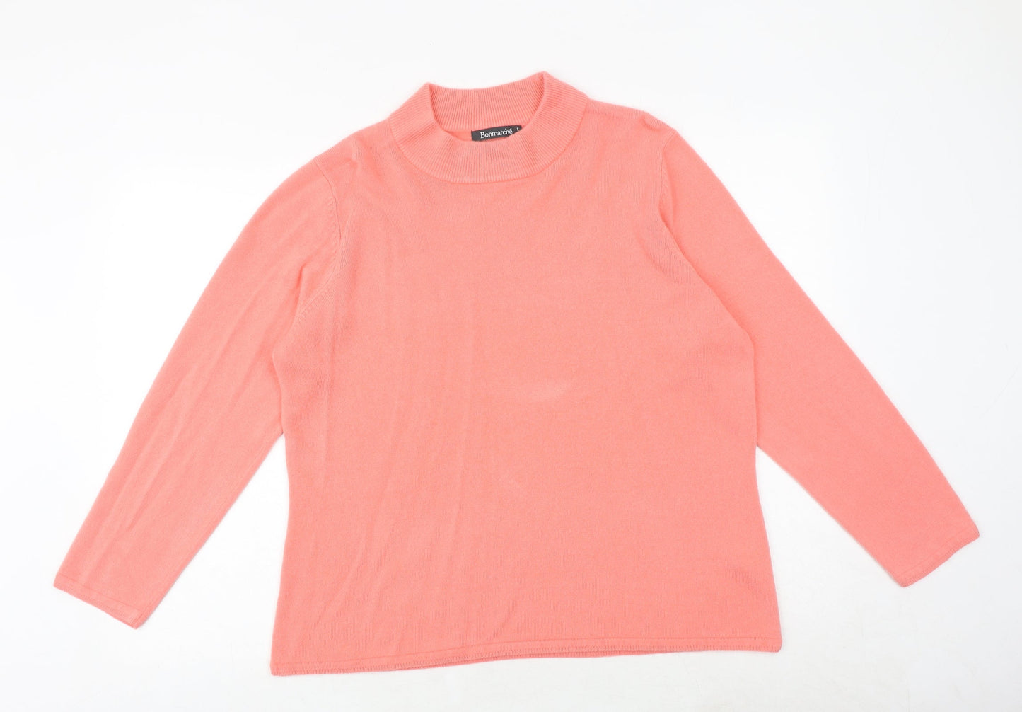Bonmarché Womens Pink Mock Neck Acrylic Pullover Jumper Size L