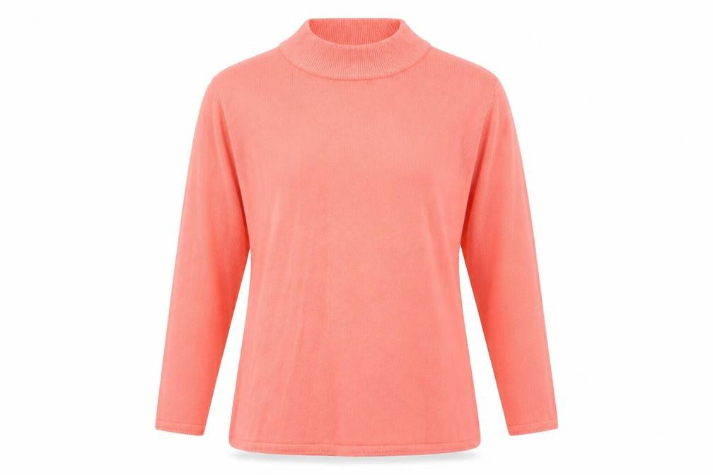 Bonmarché Womens Pink Mock Neck Acrylic Pullover Jumper Size L