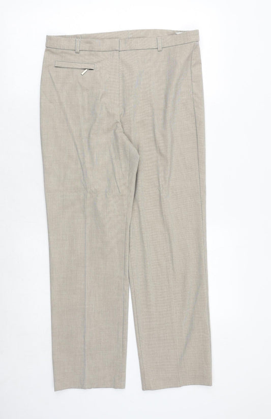 Marks and Spencer Womens Beige Polyester Trousers Size 12 Regular Zip
