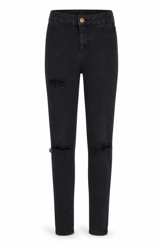 New Look Womens Black Cotton Skinny Jeans Size 6 Regular Zip