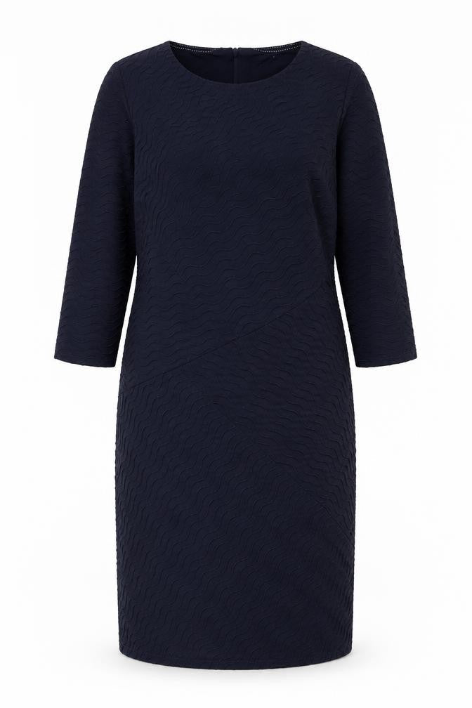 Marks & Spencer Womens Blue Polyester Sheath Size 12 Boat Neck Pullover - Textured