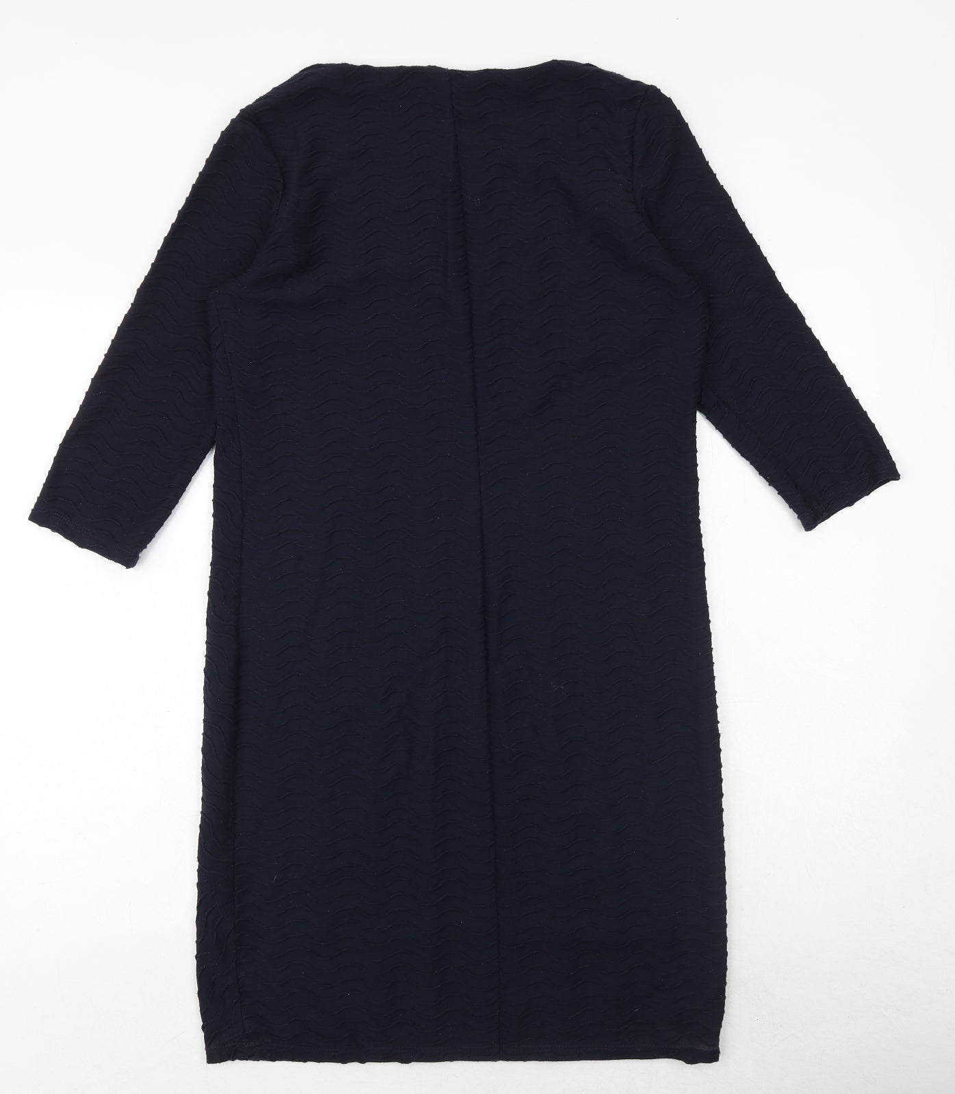 Marks and Spencer Womens Blue Polyester Sheath Size 12 Boat Neck Pullover - Textured