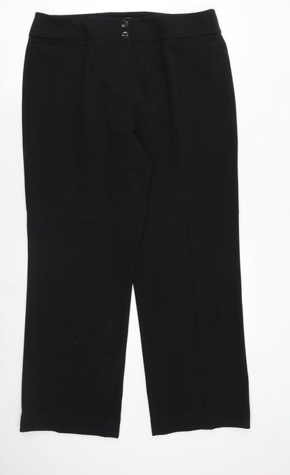 Country Casuals Womens Black Polyester Trousers Size 16 Regular Zip