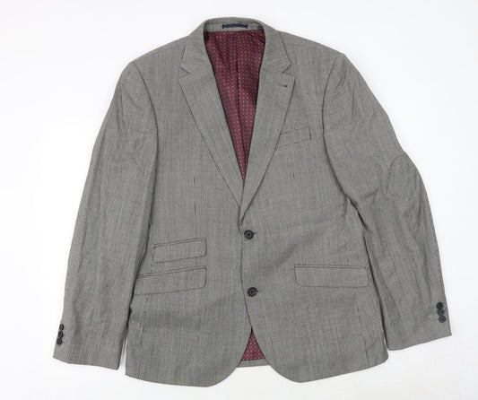 NEXT Mens Grey Geometric Wool Jacket Suit Jacket Size 42 Regular