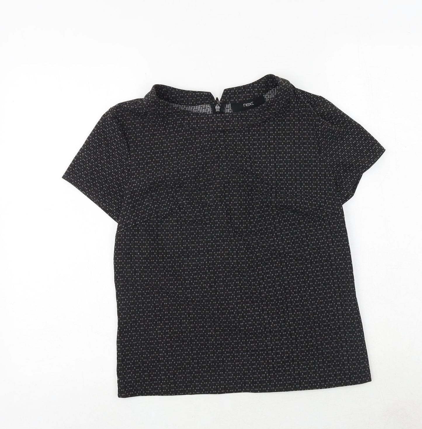 NEXT Womens Black Viscose Basic T-Shirt Size 8 Round Neck