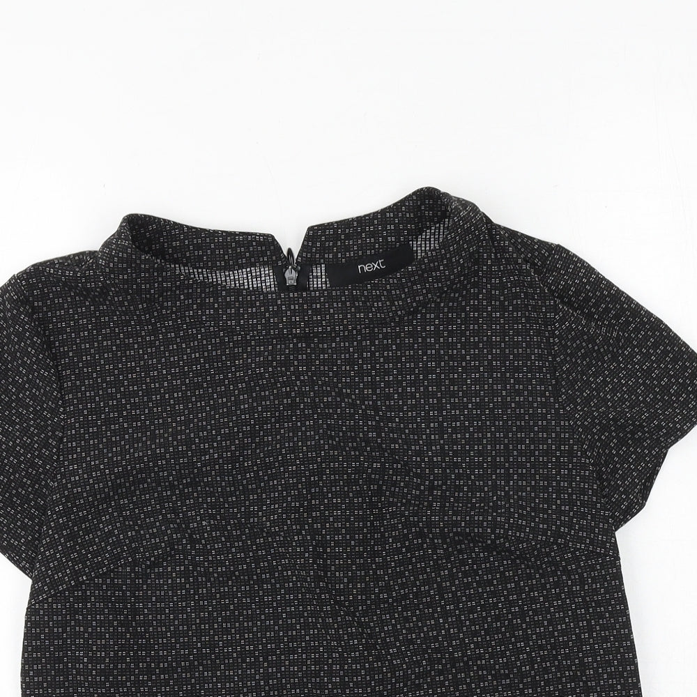 NEXT Womens Black Viscose Basic T-Shirt Size 8 Round Neck