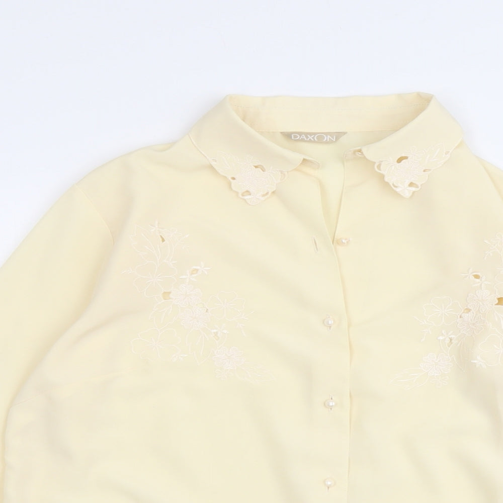 Daxon Womens Ivory Polyester Basic Button-Up Size 14 Collared