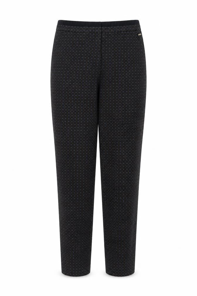 Per Una Womens Grey Geometric Polyester Trousers Size 10 L24 in Regular Button