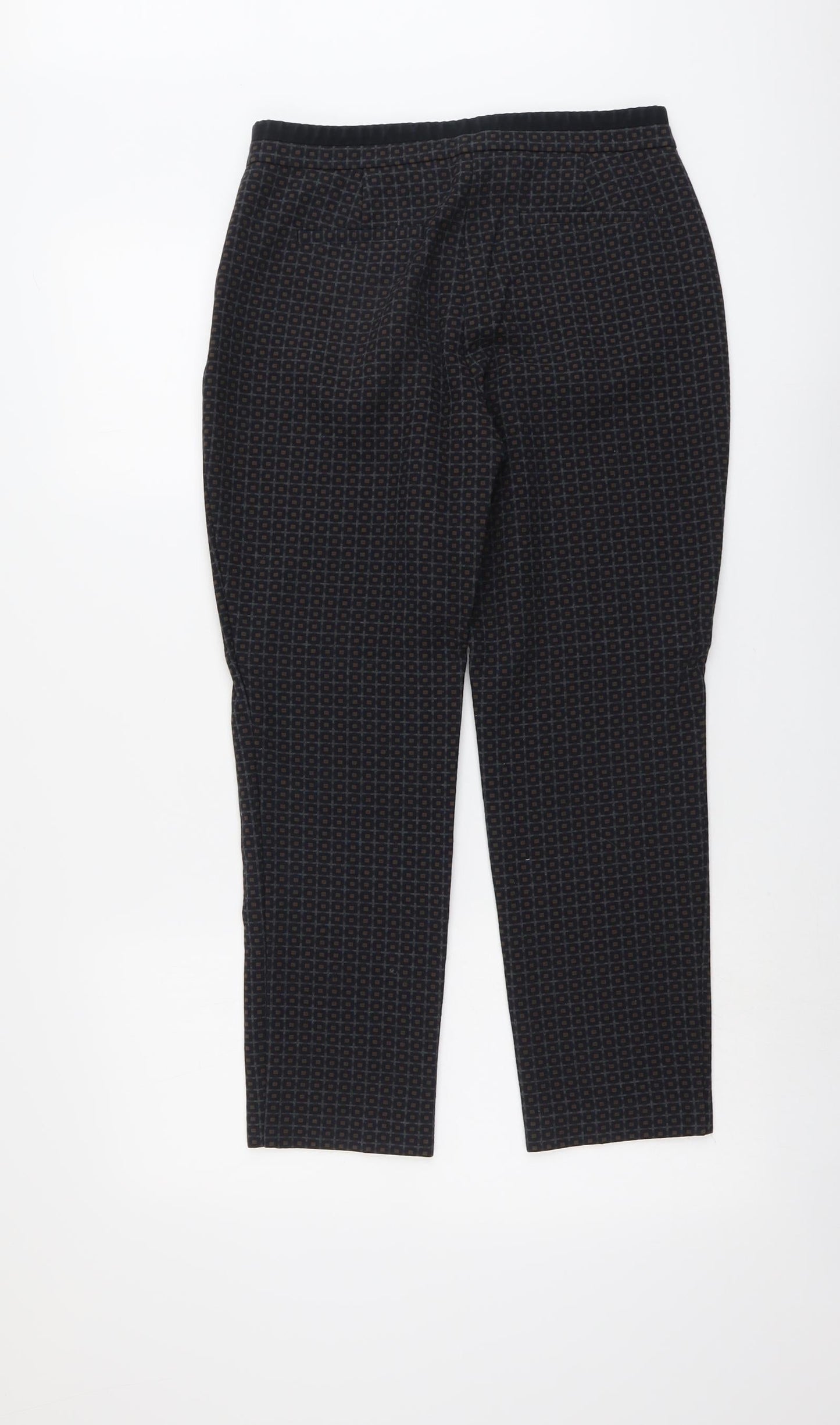 Per Una Womens Grey Geometric Polyester Trousers Size 10 L24 in Regular Button