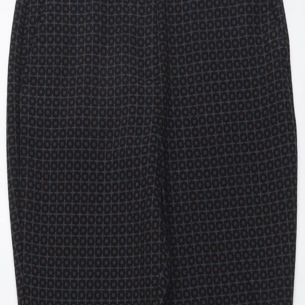Per Una Womens Grey Geometric Polyester Trousers Size 10 L24 in Regular Button