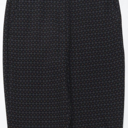 Per Una Womens Grey Geometric Polyester Trousers Size 10 L24 in Regular Button