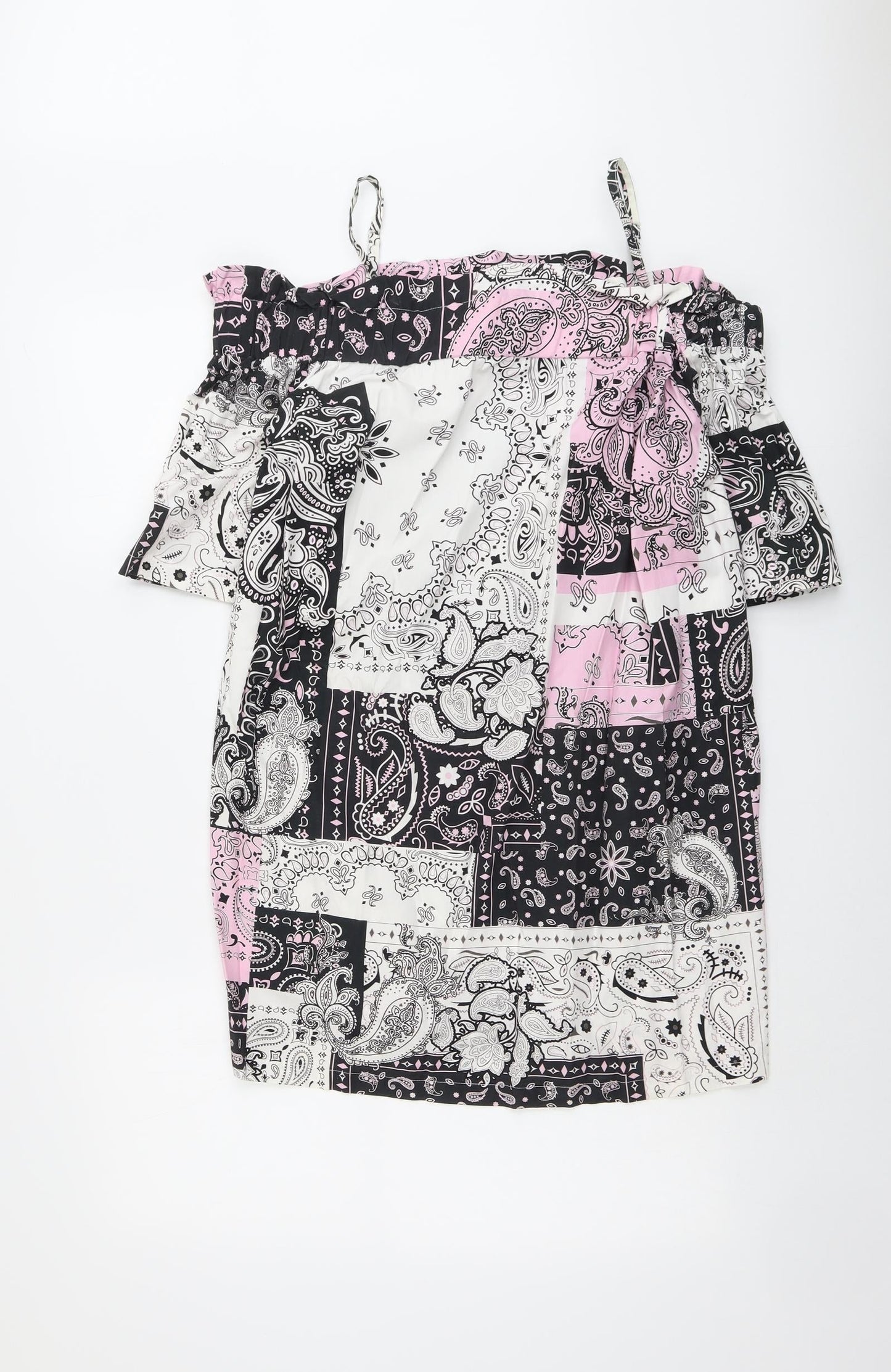 ASOS Womens Multicoloured Paisley Cotton A-Line Size 10 Square Neck Pullover