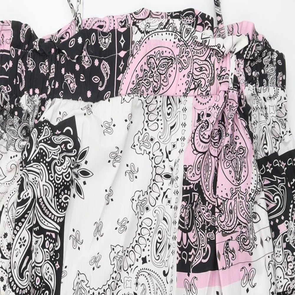 ASOS Womens Multicoloured Paisley Cotton A-Line Size 10 Square Neck Pullover