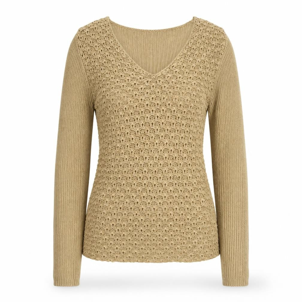 Mackays Womens Beige V-Neck Viscose Pullover Jumper Size M