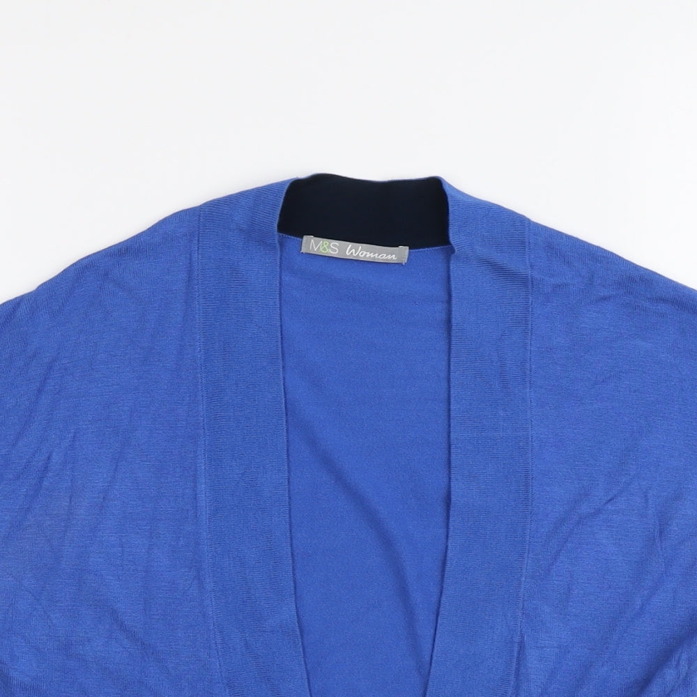 Marks and Spencer Womens Blue V-Neck Viscose Cardigan Jumper Size 8