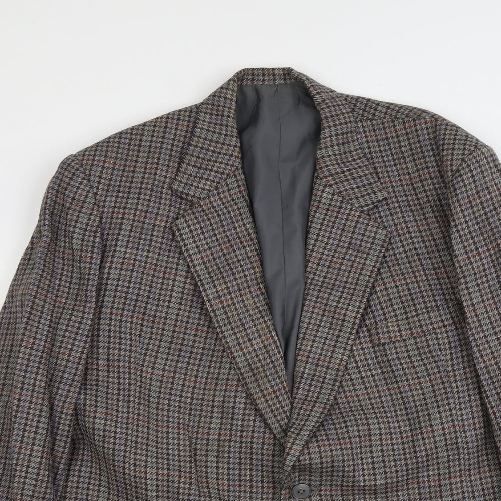 Washington Mens Grey Geometric Wool Jacket Suit Jacket Size 44 Regular
