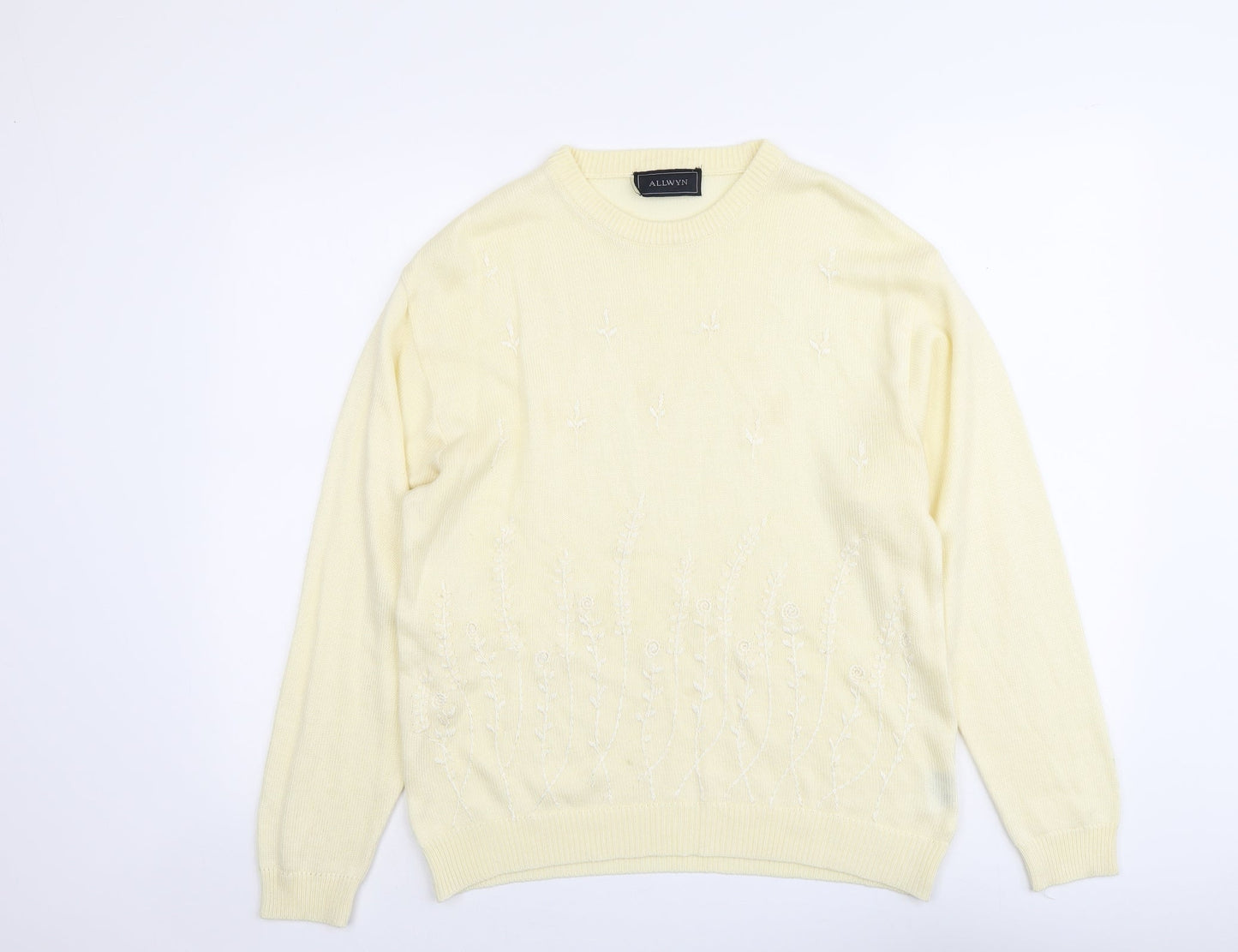 Allwyn Womens Ivory Round Neck Acrylic Pullover Jumper Size M