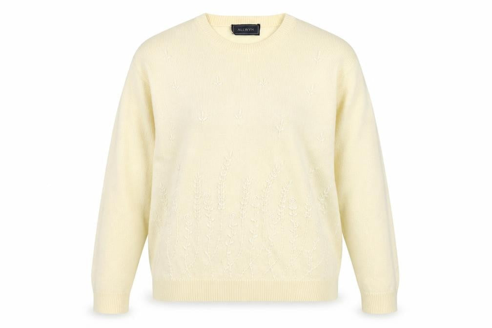 Allwyn Womens Ivory Round Neck Acrylic Pullover Jumper Size M