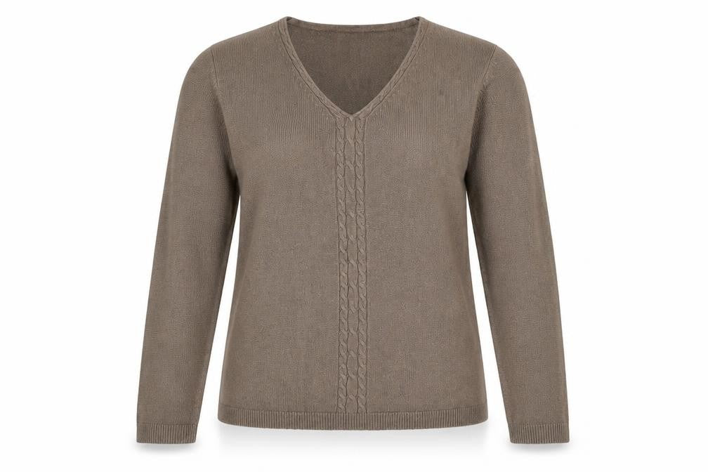 Debie Morgan Womens Brown V-Neck Acrylic Pullover Jumper Size L