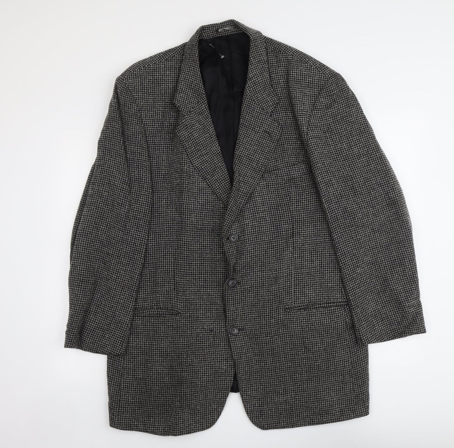 Arnold Brant Mens Grey Geometric Wool Jacket Suit Jacket Size 46 Regular