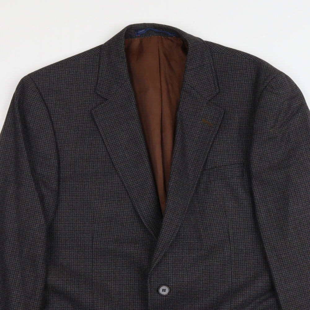 Marks and Spencer Mens Grey Geometric Wool Jacket Suit Jacket Size M Regular