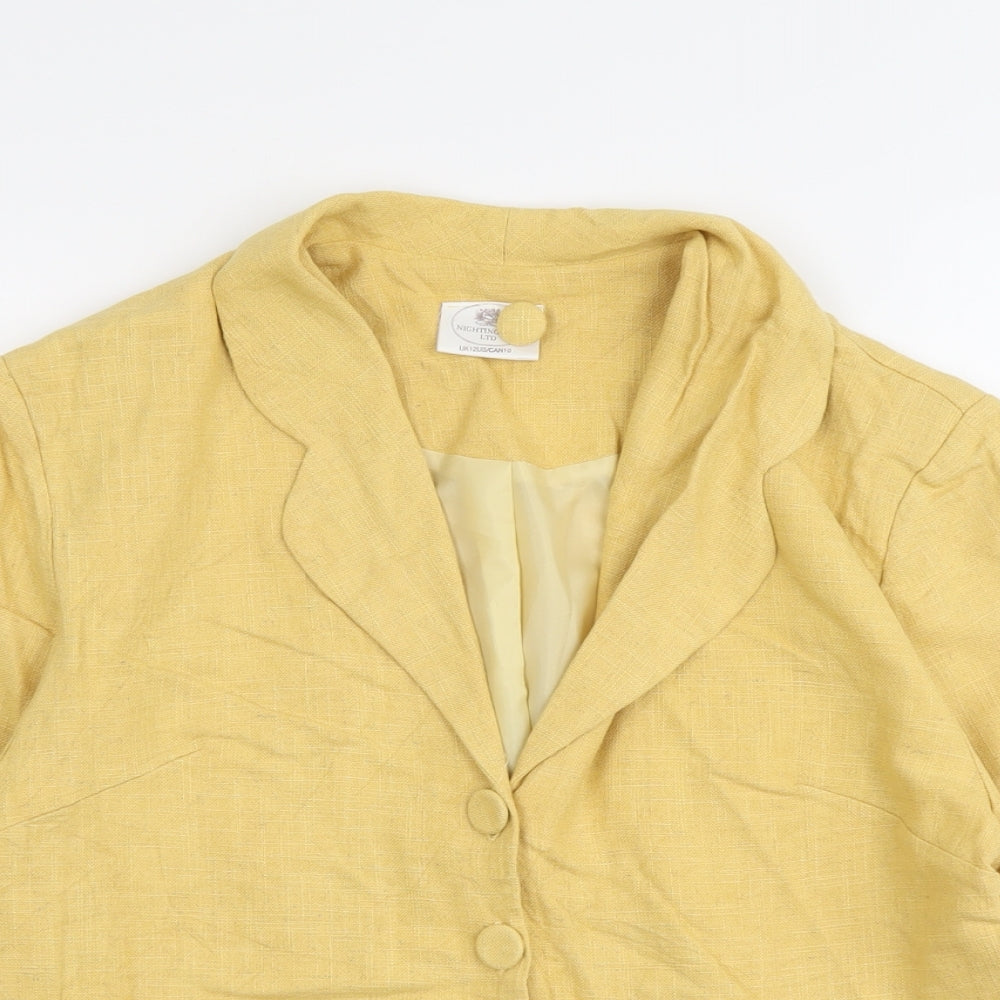Nightingales Womens Yellow Jacket Blazer Size 10 Button
