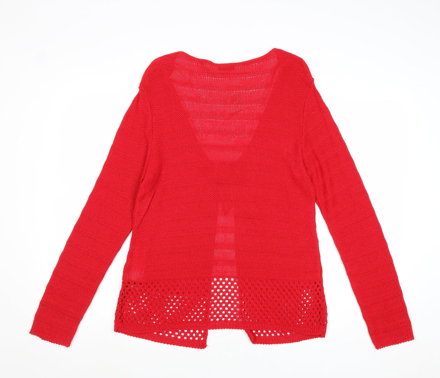Editions Womens Red V-Neck Acrylic Cardigan Jumper Size M