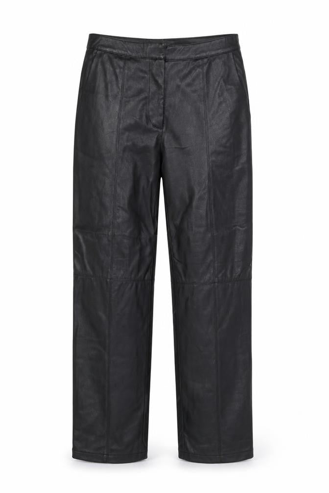 H&M Womens Black Polyurethane Trousers Size 8 Regular Zip