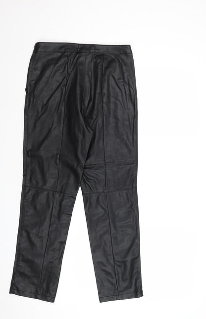 H&M Womens Black Polyurethane Trousers Size 8 Regular Zip
